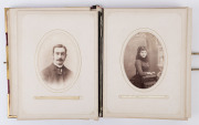 Antique photo album in a somewhat dilapidated state housing and array of cartes-de-visite and cabinet portrait photographs including numerous Australian photographers, 19th century, - 3