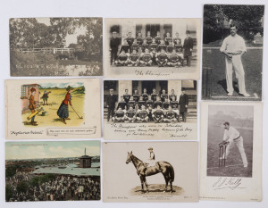 SPORTING THEMES, mainly Australian, incl. "J.J. Kelly" wicket-keeper from The Wilson Autograph Series; "Fielder, Kent"; "Mr. Ben Chaffey's Accarak", "Mundulla F.B. Team" incl. 2 team pics titled "The Champions" 91905); Kalgoorlie Race Course, and a golfin