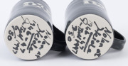 SIDNEY NOLAN "Ned Kelly" two pottery mugs, signed "Nolan at Heide 1946-47, Dobell 1997" 6/50 and 7/50, ​10.5cm high - 2