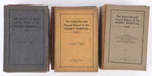 SYDNEY HOSPITAL: 1921 - 1959, complete set of Annual Reports of the hospital, including interim reports for 1931, 1932, 1936, 1938 and 1939. (44 items).