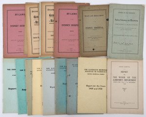 SYDNEY HOSPITAL: A range of booklets including "Address of the President Sydney Infirmary and Dispensary.....on the laying of the Foundation Stone..." July 1881; Rules & Regulations 1900; By-Laws 1913; General Rules and Regulations in various sections, 19