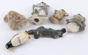 Six assorted miniature Australian pottery animal ornaments, 20th century, the largest 7cm high - 2