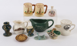Collection of assorted miniature pottery and ceramic souvenirs, (11 items), 20th century, the largest 6cm high