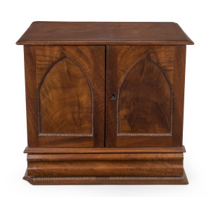 An antique Australian cedar tabernacle with gothic panel doors, Hunter Valley, New South Wales, circa 1850, ​42cm high, 46cm wide, 27cm deep