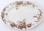 DOULTON BURSLEM "Rose & Waratah" English porcelain meat platter, circa 1892, factory mark to base, 41cm wide