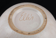ELLIS Pottery vase with geometric design and cream glaze, incised "Ellis", ​22cm high - 2