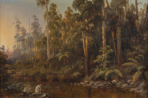 CHARLES ROLANDO (1844 - 1893), Upper Yarra, oil on canvas, signed and dated 1885 lower left, 60 x 101cm (91 x 131cm framed). Provenance: Leonard Joel, Australian Paintings, Melbourne, 07/07/1982, Lot No. 149.