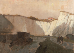 ALBERT HENRY FULLWOOD (1863 - 1930) The Chalk Quarry, oil on canvas, circa 1908, 65 x 92cm with Joseph Brown Gallery label verso, signed by Geoffrey Barr Fullwood, Provenance: Christies, Australian Paintings, Melbourne, 12/04/1987, Lot No. 343. together with a preliminary sketch, oil on canvas, with "HF" monogram lower right, 27 x 37cm. (2 items).