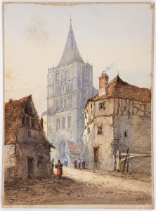 EDWIN SAINT- JOHN (English, active 1880s-1920s), Continental Street Scene, ​watercolour, signed and dated 1881 lower right, 28.5 x 21cm.