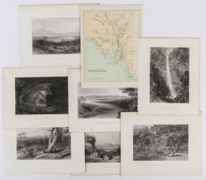 SOUTH AUSTRALIA: A collection of seven full page steel engraved plates from "Australia by Edwin Carton Booth", engraved from drawings and paintings by John Skinner Prout (1805 - 1876): subjects include "Lake Albert", "The Gwalor Plains", "Grass Tree Plain
