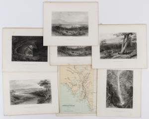 SOUTH AUSTRALIA: A collection of six full page steel engraved plates from "Australia by Edwin Carton Booth", engraved from drawings and paintings by John Skinner Prout (1805 - 1876): subjects include"Adelaide from the River Torrens", "Waterfall near Adela