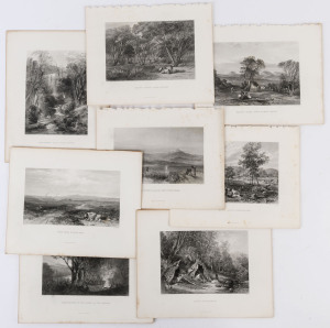 ABORIGINAL SUBJECTS: A collection of eight full page steel engraved plates from "Australia by Edwin Carton Booth", engraved from drawings and paintings by Prout, Chevalier and Armytage: titles include "Carrobboree on the banks of the Murray", "Mount Laura