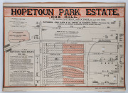 LAND SALE POSTER: c.1889, "Hopetoun Park Estate, Box Hill" auction notice with sub-division on behalf of Josn Clark & Co., printed by Sands & McDougall. 51 x 72cm.