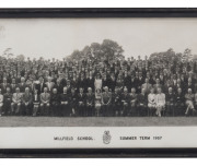 Ray Studios, Baintree, Essex: "Millfield School, Summer Term 1967", panoramic photograph of the entire school student and staff population. Framed & glazed, overall 15.5 x 105cm. - 2