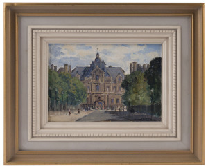 LEONARD HUGH LONG (1911 - 2013) Two Parisian scenes - "Chateaux Maisons - Lafitte" and "Arc de Triomphe du Carousel" oil on canvas board, signed lower right or left, dated 1960 verso, both 12.5 x 17cm. (2).
