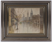 LESLIE EDWARD ALBERT SANDS (1917-1995), Collins Street, acrylic and pencil on board, signed "Sands" lower right, 23 x 30.5cm. - 2