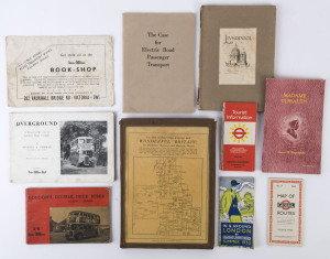 LONDON & ENGLISH TOURISM: The London Underground "IN & AROUND LONDON" guide for Summer 1932; "London's Double Deck Buses" by Gillham, 1950; a folio of 31 Road Maps of the British Isles issued by "Wonderful Britain" circa 1930; plus several other items.
