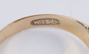 WILLIAM DRUMMOND & Co. Melbourne, antique 15ct yellow gold ring set with three red stones and diamonds, 19th century, stamped "W. 15. D.", ​3.8 grams total - 4