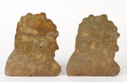 A pair of brickworks workman's pottery bookends in the form of Native American Indians, 18cm high - 2