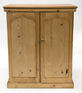 An antique Colonial shield door stationery cabinet, Baltic pine, South Australian origin, 19th century, 120cm high, 95cm wide, 42cm deep