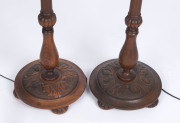 A pair of Australian standard lamp bases, carved Tasmanian oak, circa 1920, ​150cm high - 2