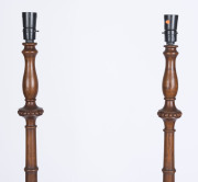 A pair of Australian standard lamp bases, carved Tasmanian oak, circa 1920, ​150cm high - 3