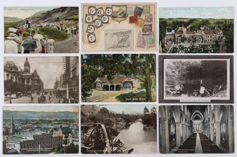 AUSTRALIA & FOREIGN : Bundle of postcards approx 50/50 split of Australian/Foreign cards with plenty showing Melbourne street scenes or landmarks; overseas cards from Ceylon, Gibraltar, Scotland, West Indies, etc, plus a few modern cards. (70)