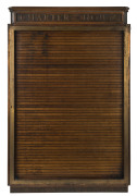 "CHARTER HOUSE" lobby notice board cabinet, copper and brass with Tasmanian oak interior, circa 1920, ​87cm high, 56cm wide, 5cm deep