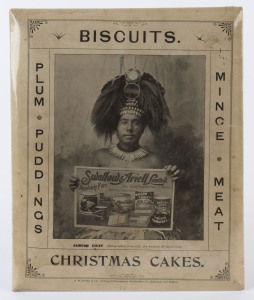 ADVERTISING: A Swallow & Ariell Ltd point-of-sale metal-backed advertisement featuring a "Samoan Chief" surrounded by details of the company's products; printed by F.W. Niven and with a plastic cover. circa 1920s; overall 26.5 x 21.5cm.ADVERTISING: A Swal