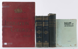 AUSTRALIAN INTEREST: "Cyclopaedia of Australasia.." by Blair (1881); "The Australian Encyclopaedia" in 2 vols. (Angus & Robertson, 1926-27); and 2 other volumes. Mixed condition. (5 items).