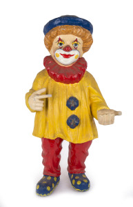 Fairground ice cream point of sale clown statue, painted papier-mâché, mid 20th century, 89cm high