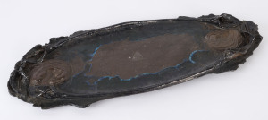 MAGGIE SLATER (attributed) studio pottery platter adorned with "Mother and Child" vignettes, 68cm wide