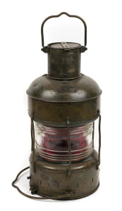 A Japanese vintage ship's lantern, copper and glass, early to mid 20th century, 60cm high