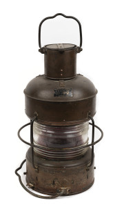 A Japanese vintage ship's lantern, brass and glass, early to mid 20th century, ​60cm high