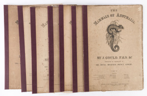 JOHN GOULD The Mammals of Australia: the original hardcover folios of issue for Parts III, IV, V, IX, X, XII & XIII, all with plates removed but a number of the explanatory pages remain.
