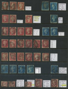 GREAT BRITAIN: 1841-1930s used collection on Hagners with imperf 1d red (2) & 'White Lines Added' 2d blue (2), perforated 2d blue (7), &frac12;d Bantams (3); Surface Printed incl. 1855-57 Large Garter 4d rose & Emblems 1/- green, 1862-64 3d bright carmine-rose, - 3