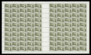 AUSTRALIA: Decimal Issues: 1966-73 (SG.400) 75c James Cook, Plate 3 (at top, at both sides, figure '3' partly or largely guillotined), complete sheet of 100 with variety "Hooked 'C' of '75c' [ShA R1/4], "Extensive recutting at base" [R2/1] & "Recutting at