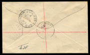 AUSTRALIA: Aerophilately & Flight Covers: 17 Jan.1941 (AAMC.912) Sydney - Dili (Portuguese Timor) registered cover, flown and signed by Captain H.B.Hussey for QANTAS; the first time Dili had been included as a stopover en route for Singapore. With war loo - 2