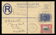 AUSTRALIA: Aerophilately & Flight Covers: THE INDIAN OCEAN SURVEY FLIGHT OF THE "GUBA" CATALINA FLYING BOAT 4th - 23rd June 1939 (AAMC.865) Australia - Victoria (Seychelles) flown flown Registration Envelope, cancelled on arrival and self-addressed by Jac