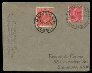 AUSTRALIA: Aerophilately & Flight Covers: 13 Jan. 1934 (AAMC.350) Australia - New Zealand cover, flown aboard the third Trans-Tasman flight in the "Southern Cross" with Kingsford Smith, Taylor, Pethybridge and Stannage making up the crew. Postmarked on departure and arrival.