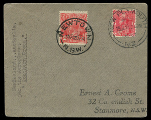 AUSTRALIA: Aerophilately & Flight Covers: 13 Jan. 1934 (AAMC.350) Australia - New Zealand cover, flown aboard the third Trans-Tasman flight in the "Southern Cross" with Kingsford Smith, Taylor, Pethybridge and Stannage making up the crew. Postmarked on de