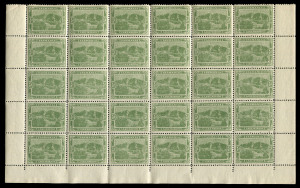 TASMANIA: 1905-11 (SG.249d) Pictorials Watermark Crown/Double-lined 'A' ½d Dull Green Perf 12½ wmk variant WATERMARK UPRIGHT (INVERTED) sheet of 60 (separated horizontally), MUH; SG. 249d - Cat £1440++, BW:T5Cab Cat. $1200++ (as hinged mint).