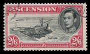 ASCENSION: 1938-53 (SG.45cb) KGVI 2/6d black & deep carmine, variety "Cut mast and railings", fine used. Extremely rare used, Cat. &pound;3000.