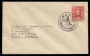ANTARCTICA: B.A.N.Z.: 1930 self-addressed cover to &euro;&tilde;SAC Campbell Pilot/B.A.N.Z.A.R.E.,/&euro;Discovery&euro;&euro;&trade;, franked 1927 Sturt 1&frac12;d tied by superb strike of 'BANZ 1930 (penguin) -31 ANTARCTIC RESEARCH EXP' cachet in black.