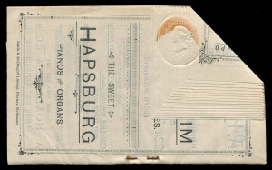 VICTORIA - Postal Stationery: POSTAL STATIONERY - ENVELOPES: 1894 (Stieg: KB15) 1d Orange-Brown PTPO Envelope for Bear's Patent Advertising Booklet, with 32pp advertising booklet enclosed; envelope with small tear, couple of hinges adhered to upper edge, the booklet in fine condition, unused. Another example sold for $2900 +comms at a February 2019 Melbourne auction.
