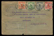 CHINA - Postal History: POSTAL HISTORY - REGISTERED 'CHINESE INLAND MISSION' COVERS TO AUSTRALIA: comprising 1917 Hankow registered with four-colour Junk franking, HANKOW boxed registration handstamp, SHANGHAI & REGISTERED/HONG KONG backstamps and 1926 Ch - 2