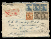 CHINA - Postal History: POSTAL HISTORY - REGISTERED 'CHINESE INLAND MISSION' COVERS TO AUSTRALIA: comprising 1917 Hankow registered with four-colour Junk franking, HANKOW boxed registration handstamp, SHANGHAI & REGISTERED/HONG KONG backstamps and 1926 Ch - 3