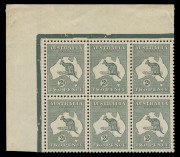AUSTRALIA: Kangaroos - Third Watermark: 2d Silver Grey (Die IIA) upper left corner blk.(6) with variety "White flaw over C of PENCE" BW:8d, very fine and fresh.&nbsp;
