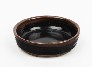 HAROLD HUGHAN studio pottery bowl, with Glen Iris monogram, 6cm high, 23cm diameter