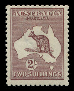 AUSTRALIA: Kangaroos - Third Watermark: 2/- Deep Maroon Die II, well centred MUH; BW:38B - Cat. $1250. Drury Certifcate (2018)